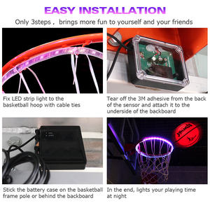 Light up 45 LED de Basket-Ball Cerceau Lumière Lampe extérieure Imperméable À L'eau LED Bande Panier Jante Cadre pour Jouer La nuit Tir - Product Image 4