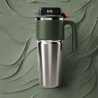 Cangkir Mobil Stainless Steel Hitam Kustom dengan Tutup Minum yang Aman, Tumbler yang Dapat Digunakan Kembali untuk Branding OEM dan Program Retail