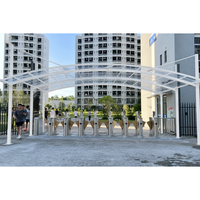Cochera de Aluminio con Acabado en Polvo Anticorrosión, Material Ecológico y Sostenible, Diseño Moderno en Arco, Capacidad para 2 Autos