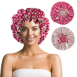 Gorro de pelo de doble capa de Venta caliente, diseñador personalizado, envolturas de pelo de lujo para mujer, gorro de pelo de satén para dormir, gorro de satén Reversible - Product Image 1