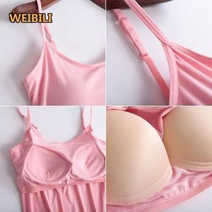 Sleeveless Undershirt Tank With Built-In Bra 2-IN-1 Camisoles Casual Fashion <strong>Vest</strong> for Girls - Product Image 5