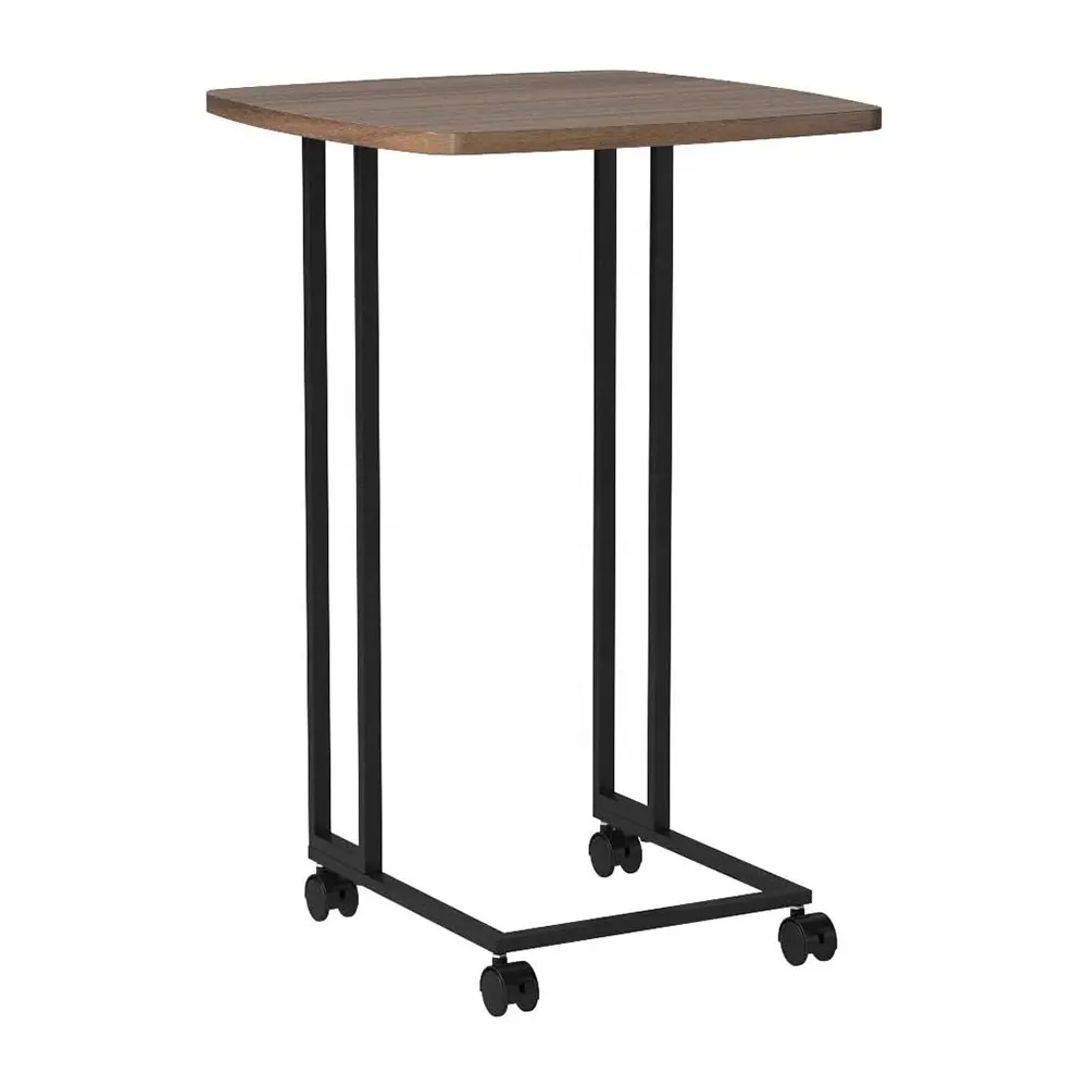 Table d'extrémité en forme de C avec roues amovibles Petite table d'appoint moderne pour table d'extrémité en bois de canapé