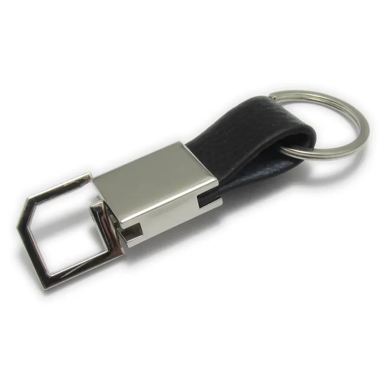 Cheap gift items bulk black leather custom hotel promotional key holder keyring keychain with logo