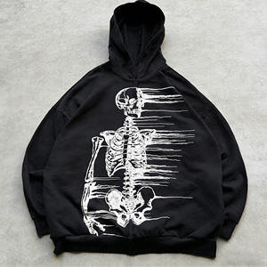 <span class=keywords><strong>Felpa</strong></span> da uomo con cappuccio con cappuccio <span class=keywords><strong>oversize</strong></span> grafica da Streetwear rosso con scheletro <span class=keywords><strong>oversize</strong></span> - Product Image 1