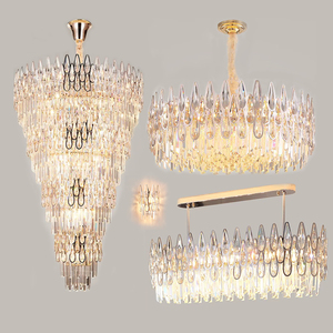 Nhà Máy Bán Hàng Trực Tiếp Đặt Hàng Số Lượng Lớn Giảm Giá Bắc Âu Hiện Đại Phòng Khách Sạn Trang Trí Trong Nhà Sang Trọng Thép Không Gỉ LED Đèn Chùm Pha Lê - Product Image 2