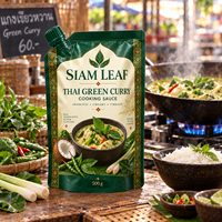Sachet à bec verseur refermable imprimé sur mesure de haute qualité pour sauce de curry vert thaïlandais 500g avec fermeture éclair pour condiment alimentaire