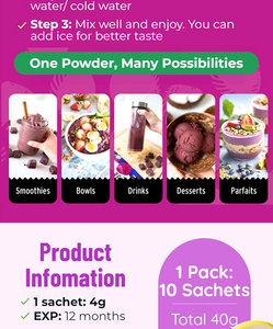 Bebida en Polvo de Acai Berry con Semillas de Chía, Fresa y Arándano para Energía Natural e Hidratación de la Piel - Product Image 2