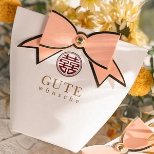 New Arrival White tông giấy Wedding kẹo Quà tặng Túi <span class=keywords><strong>box</strong></span> với Ribbon <span class=keywords><strong>Bow</strong></span> gấp in ấn tùy chỉnh đầy màu sắc Wedding Kẹo hộp - Product Image 6