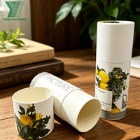 Tube d'emballage cosmétique cylindrique en carton personnalisé haut de gamme avec logo doré pour vernis à ongles et huiles, écologique et biodégradable