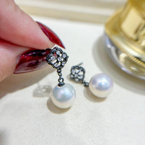 Accesorios de Plata S925 para DIY con Perlas, Joyería de Plata de Moda, Aretes con Cuentas Redondas de 9-15 mm y Bandeja Vacía 22244 - Product Image 3