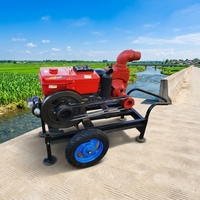 Pompe à eau diesel monocylindre 12 CV ZX100 en fonte, auto-amorçante, entraînement par courroie trapézoïdale, sur chariot mobile pour l'irrigation des petites exploitations agricoles