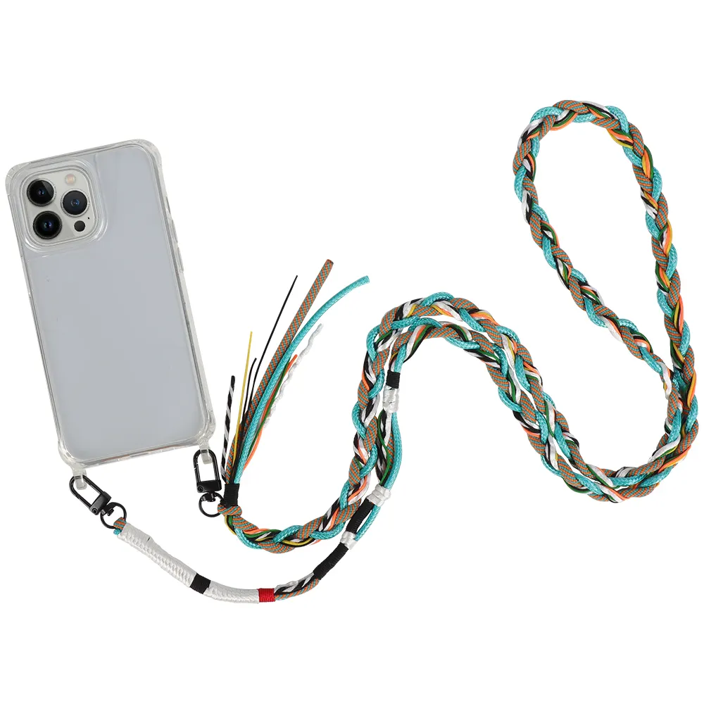 Street style handmade carabiner lively custom colorful smartphone chain braided bag strap paracord phone lanyard