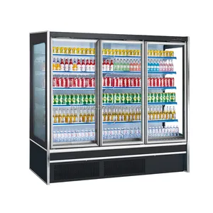 Enfriador de cortina de aire para supermercado, Refrigerador de puerta de vidrio para supermercado, frutas, verduras, queso