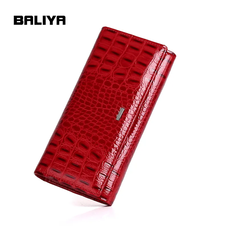 BALIYA Ladies Alligator Pattern Credit Card Holder Genuine Leather Clutch Bag Long Wallet Men Crocodile Wallet