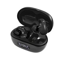 Earbud Olahraga Clip-on Open-Ear untuk 5.3 IPX4 Tahan Keringat dengan Layar Baterai Digital LED, Earphone Olahraga Binaural