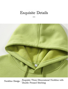 Sweat-shirt à capuche unisexe 380G en molleton bouclette couleur unie coupe décontractée style streetwear double couture épaules tombantes - Product Image 2
