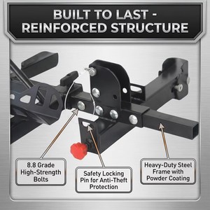 Support de vélo électrique robuste à fixer sur <span class=keywords><strong>attelage</strong></span>, capacité de 50 kg par vélo, compatible avec les pneus larges, <span class=keywords><strong>porte</strong></span>-vélos inclinable pour vélos électriques, SUV, camion - Product Image 3
