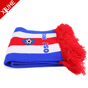 Haute Qualité Double Face Personnalisé Tricoté Cou Ventilateur Football Football Tricoté Bleu Foulards et Chapeau Personnalisé Football Écharpe - Product Image 4