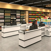 Comptoirs de caisse de supermarché, caisses enregistreuses de centres commerciaux et de magasins de proximité, comptoirs de tabac, d'alcool, de produits frais, de snacks et de bars