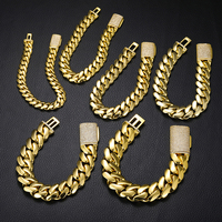 Bracelet cubain Iced Out de plusieurs tailles, plaqué or 18 carats, en cuivre massif et zircon, chaîne Miami Hip Hop, bijoux pour homme, coffret cadeau
