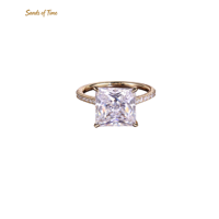 Bague de Mariage en Moissanite Taille Princesse Couleur D VVS Plaqué Or 18K pour Femme en Argent Sterling 925 Options 1-5 Carats Commandes Personnalisées