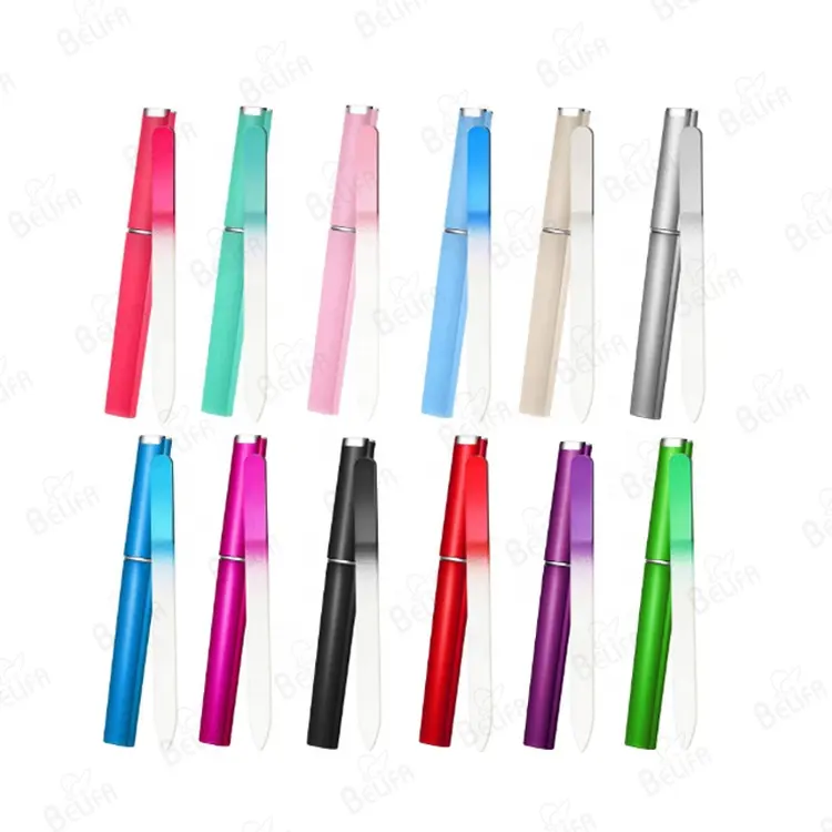 Nouveau design logo personnalisé coloré lime à ongles en verre nano tchèque durable portable avec étui