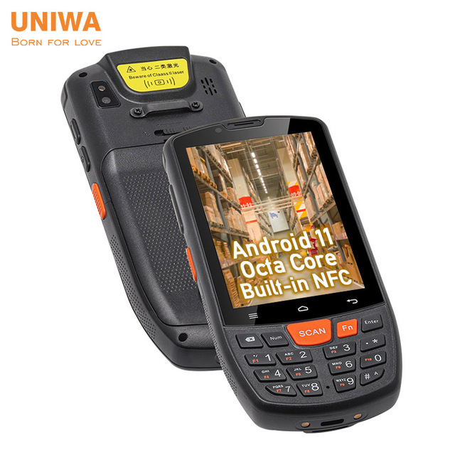 Industrial Android PDA Handheld Barcode Scanner RFID NFC 4G Terminal Keyboard Mobile Phone 4 Inch IP65 Waterproof 1.5m