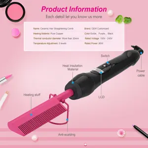 बिजली कंघी विग के साथ डिजिटल प्रदर्शन दबाने गर्म कंघी मिनी दाढ़ी Straightener Ebay गर्म बेच प्रेस कंघी अफ्रीकी