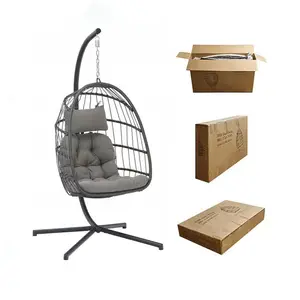 new Outdoor Patio Swing Chair Hanging Chair Foldable carton pack Garden Rope Egg Chair Swing with Stand