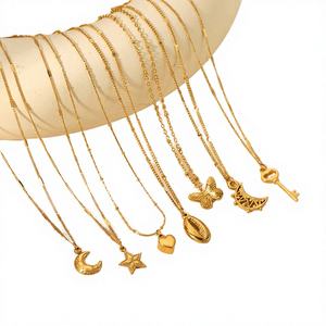 OEM ODM LEPAI Gratis 18K verguld roestvrijstalen schakelsnoer met maan, ster, schelp en vlinder hanger voor dames en kinderen - Product Image 4