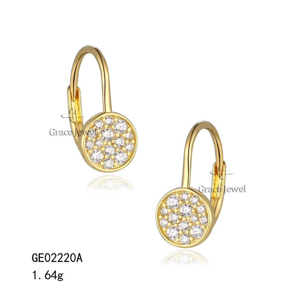 Orecchini in argento placcato oro 18 carati con zirconi Grace 925 per orecchie penetranti