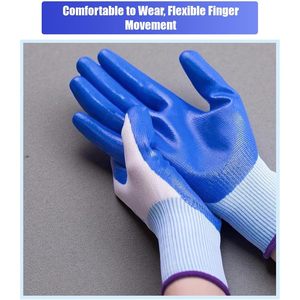 Guantes de seguridad para el trabajo, de látex, texturizados, antideslizantes, de cobertura completa, para jardinería, construcción, almacén, talla grande - Product Image 5
