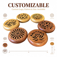 Couvercle de remplacement rond en bois de noyer et bambou, gravé et personnalisé avec logo, pour boîte de rangement d'encens en bois
