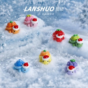 Lanshuo Resin Turtle <b>Christmas</b> Figurine With Fruit Design Cartoon DIY Desktop Ornament Blind <b>Box</b> Toy Set For Indoor Use - Product Image 5