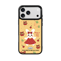 Coque de téléphone AG Feeling Black Edge avec motif lapin mignon doré pour iPhone 17, 17 Pro Max, 16 Pro, 15 – Coque magnétique
