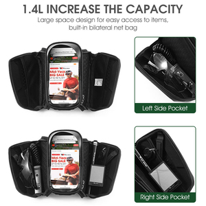 WEST BIKING 1.4L Sacoche de cadre de vélo réfléchissante double face en PU étanche avec support de téléphone portable et port casque - Product Image 6