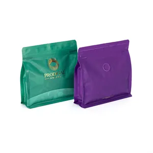 250g Coffee Bean Biodegradable Zipper Pouches Block Bottom Side Gusseted Bagresealable Coffee Bag