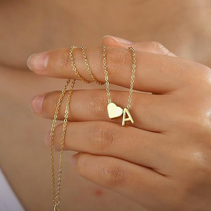 Collana con Ciondolo a Cuore Personalizzato con Iniziale A-Z Placcato <span class=keywords><strong>Oro</strong></span> 18K, Gioielli alla Moda 2026 per Donna, Regalo Quotidiano, Gioielli Coreani - Product Image 3