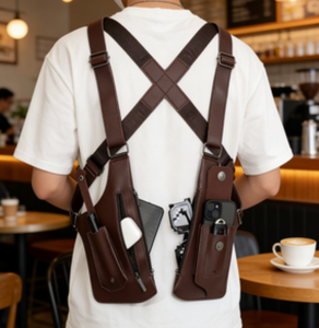 Hot Selling Vintage Waterproof PU Utility Phone Anti Theft Crossbody Sling <strong>Leather</strong> <strong>Harness</strong> Bag Genuine <strong>Leather</strong> Belt - Product Image 1