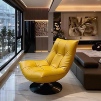 Fauteuil de salon design italien sans accoudoirs, pivotant et rembourré, avec base sur piédestal, pour villa, salon ou hôtel
