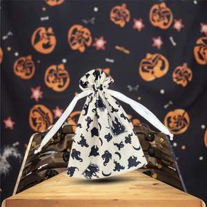 Halloween Trick or Treat Candy <b>Bag</b> Cotton <b>Personalized</b> Drawstring <b>Bag</b> for Kids Birthday Halloween Party Decor - Product Image 4