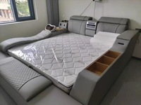 Ensemble de lit de massage en bois rembourré de luxe moderne avec fonctionnalité intelligente taille King