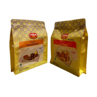 Emballage de bento de boeuf rendu à fond plat recyclable avec huit joints latéraux, pochette debout avec trou pour cheveux et fermeture éclair