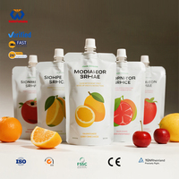 Kemasan Pouch Plastik Stand Up dengan Logo Custom, Cetak, untuk Jus Cair, Grade Makanan, Dapat Ditutup Kembali, Doypack