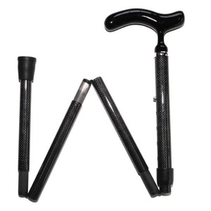 Canne télescopique en fibre de carbone, style européen, pliable en cinq sections, bâton de marche portable pour personnes âgées, noir - Product Image 2