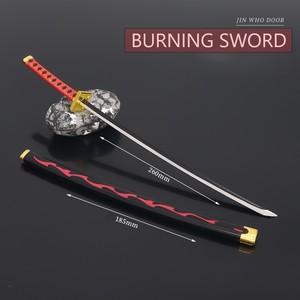 Une pièce <span class=keywords><strong>Anime</strong></span> accessoires gaine rouge neuf hommes Jin Wei porte brûlant épée métal artisanat 26cm arme modèle décoration - Product Image 2