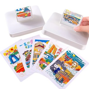 Timbres de lieux touristiques à superposition de couleurs multicolores, personnalisables, à plusieurs couches, effet flash - Product Image 1