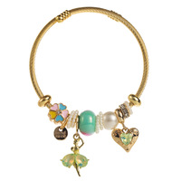 Bracelet en alliage Panjiadora de style européen et américain, polyvalent, avec perles exquises, motifs feuilles et motifs cœur, accessoires de mode, taille brillante