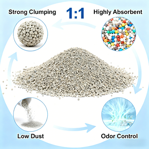BENJIE Vente directe usine OEM Haute Qualité Écologique Agglomération Rapide Faible Poussière Haute Capacité d'Absorption Litière Sphérique en Bentonite pour Chat - Product Image 2