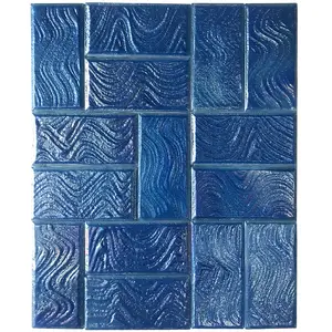Mosaico de Duna azul cielo para nadar, cristal de 300x300MM, hecho en China
